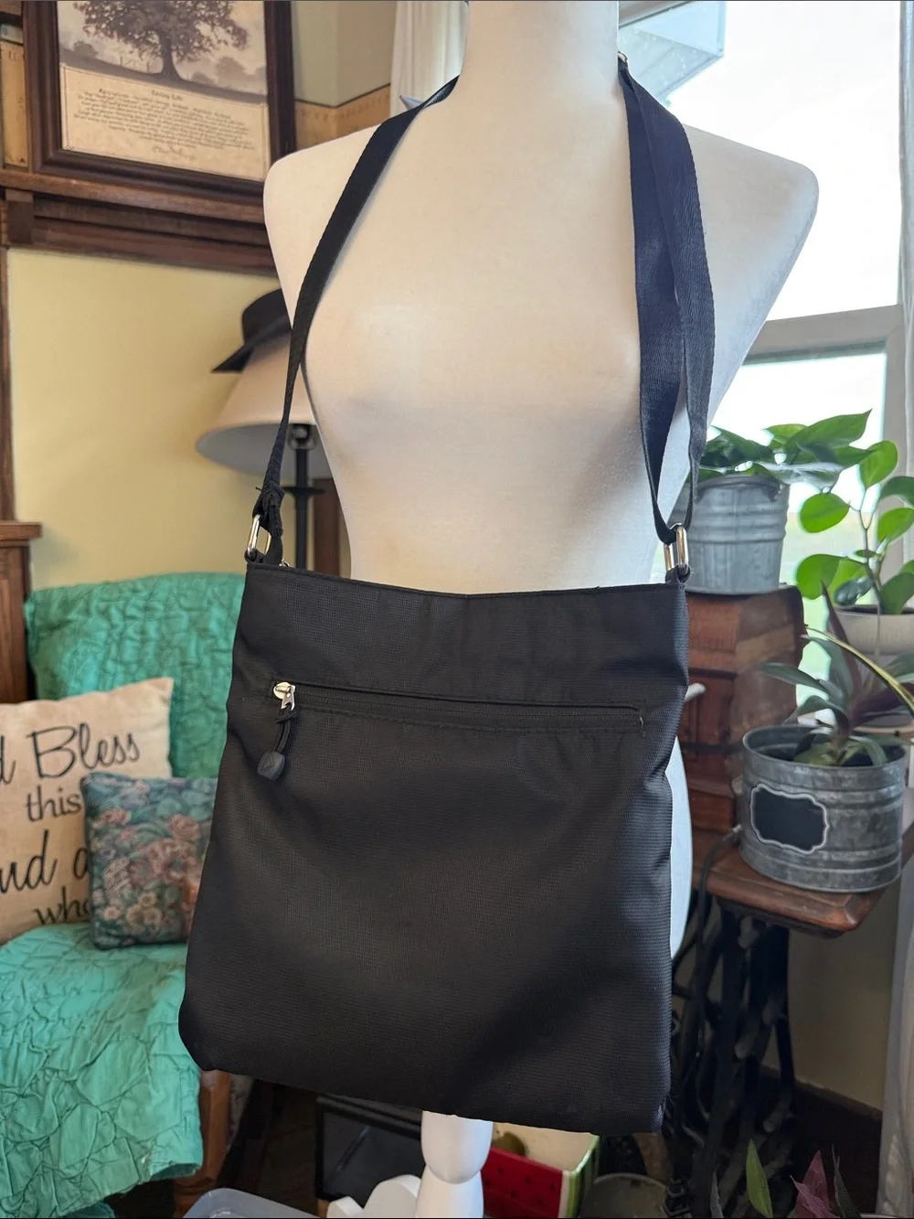 ETA Black Men's Crossbody Messenger Bag with Front Organizer
